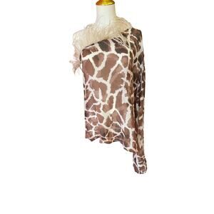 Dahlo Printed Ostrich Feather One Shoulder Top NWT size 42 IT